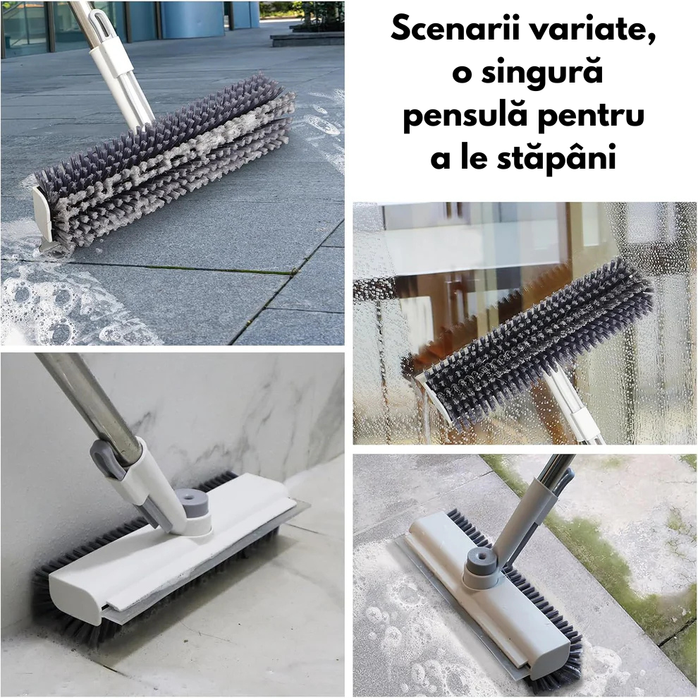 Perie de spălat podele cu mâner lung, 3 în 1: pentru răzuit și curățare intensă